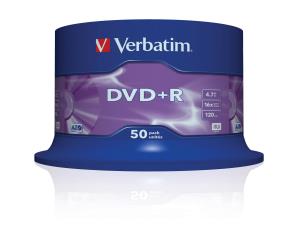 DVD+r Media 4.7GB 16x Matt Silver 50-pk With Spindle