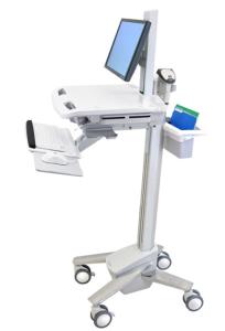 Styleview Emr LCD Cart Non-powered Pivot (white Grey And Polished Aluminum)