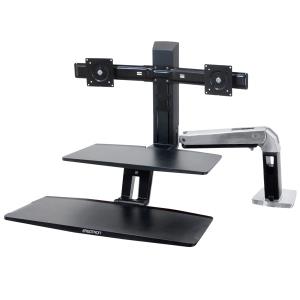 Workfit-a With Suspended Keyboard Sit-stand Workstation Dual Monitors (polished Aluminum / Black)