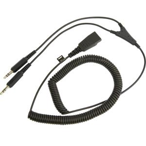 QD PC Cord to 2x 3.5mm Jack coiled cord