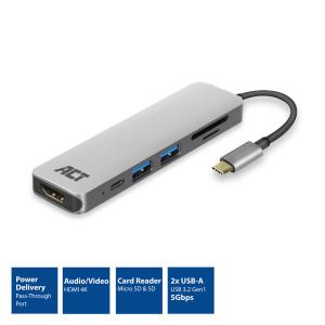 USB-C to HDMI Female Multiport Adapter 4K 2x USB-A Cardreader PD Pass Through