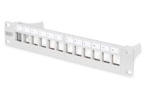 Modular Patch Panel, shielded, 12-Port Blank,1U,254mm (10") Rack Mount, grey RAL 7035